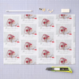 Simple Photo Name Script Pattern Merry Christmas Tissue Paper