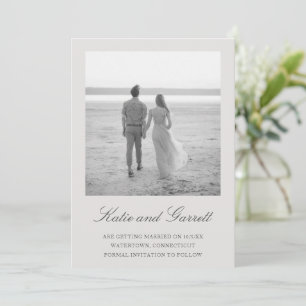 Simple Photo Neutral Grey Elegant Wedding Save The Date