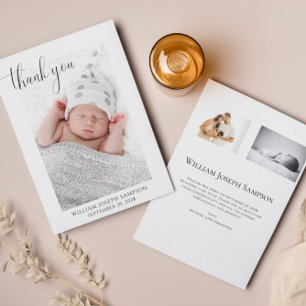 Simple Photo New Baby Thank You Birth Announcement