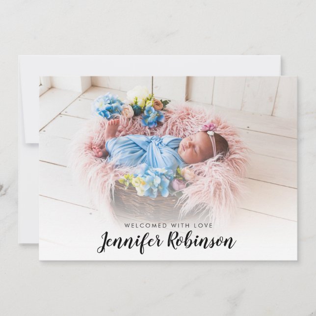 Simple Photo Newborn Baby Birth Announcements (Front)