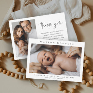 Simple Photo Newborn Baby Photo Birth Thank You Card