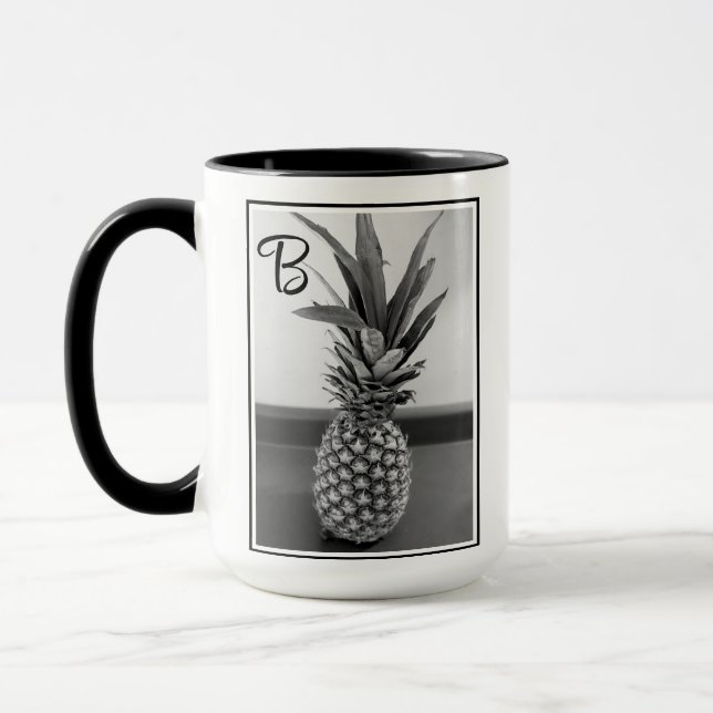 Simple Photo of a Pineapple with Single Initial Mug (Left)