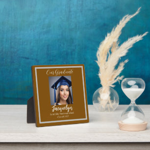 Simple Photo 'Our Graduate' Brown Personalize Plaque