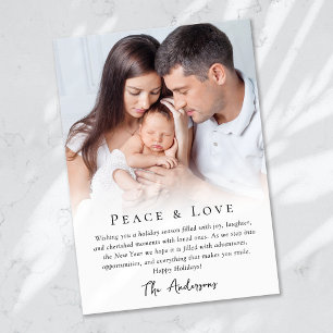 Simple Photo Peace & Love Holiday Card