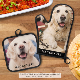 Simple Photo Personalized Custom Colours Oven Mitt & Pot Holder Set