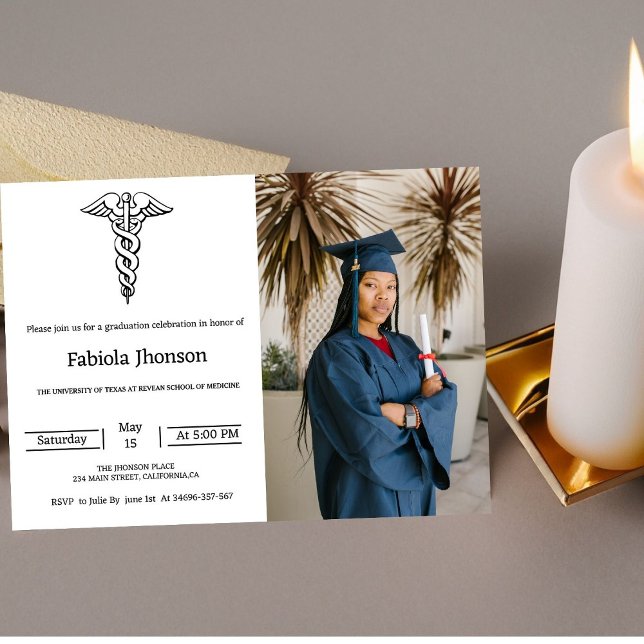 Simple photo school of medicine graduation announcement (Creator Uploaded)