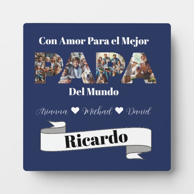 Simple Photo Script Best Dad Ever Spanish Plaque (Front)