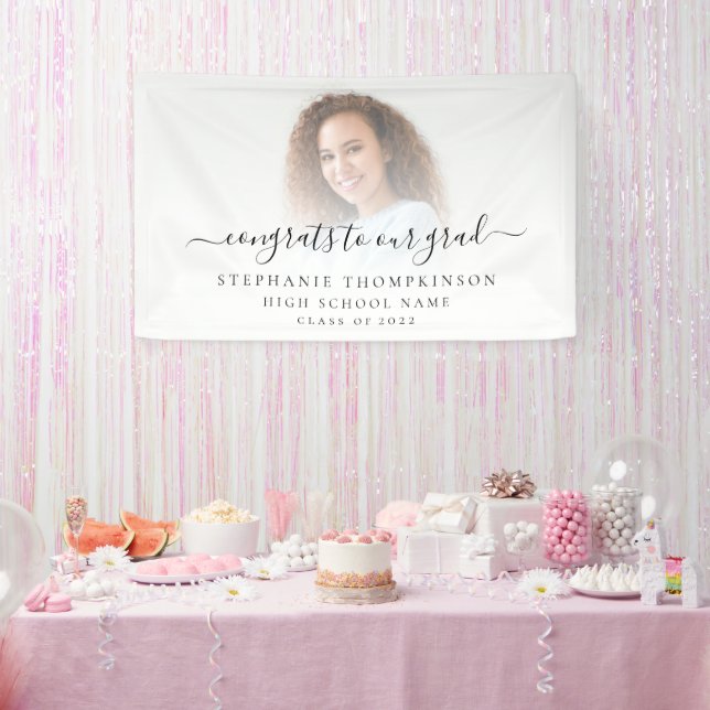 Simple Photo Script Congrats 2022 Graduation Banner (Party)