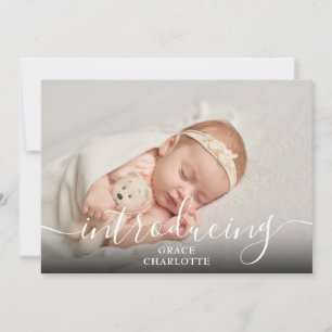Simple Photo Script Introducing Pink Girl Birth Announcement