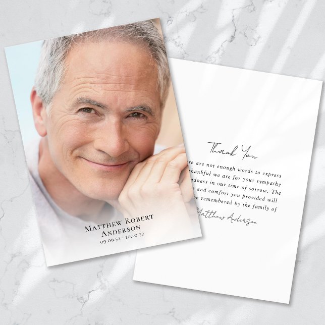 Simple Photo Sympathy Funeral  Thank You Card (Creator Uploaded)