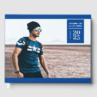 Simple Photo Tab Graduation Blue Guest Book