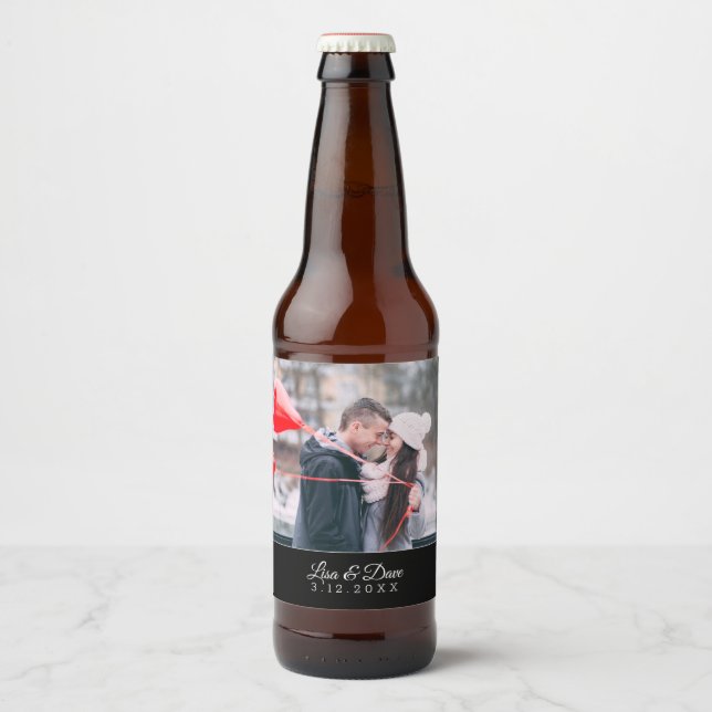 Simple Photo Template Wedding Favor Beer Bottle Label (Front)