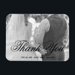 Simple Photo Thank You Elegant Wedding Magnet<br><div class="desc">Elegant and classic wedding thank you magnet with a simple design featuring a sheer overlay and "thank you" in a formal black calligraphy along with your name in a sans serif font, over your favourite photo. You may remove the sheer overlay by clicking the "customize" button. A traditional and classy...</div>