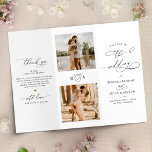 Simple Photo Tri-Fold Wedding Ceremony Program<br><div class="desc">Designed to coordinate with our Classic BnW wedding collection,  this customizable Ceremony program,  features a sweeping script calligraphy text paired with a classy serif font in black. Background & text colours can be changed to match any colour theme. Matching items available.</div>