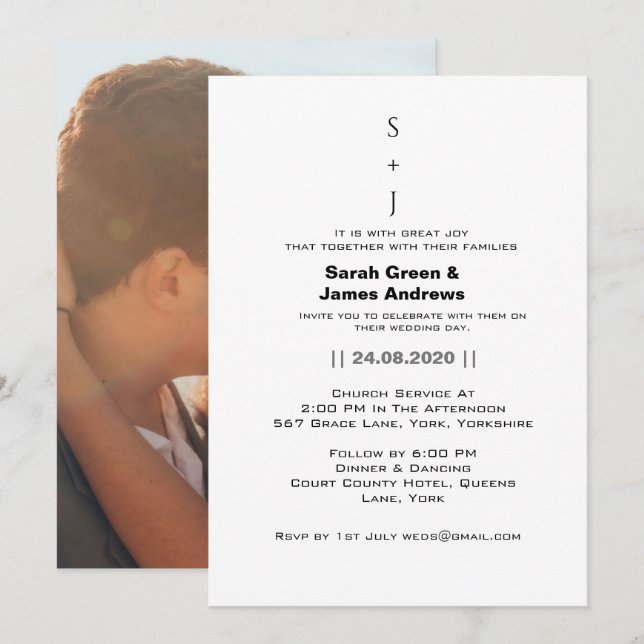Simple Photo Wedding Invitation (Front/Back)