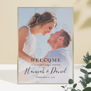 Simple Photo Wedding Rehearsal Dinner Welcome Poster