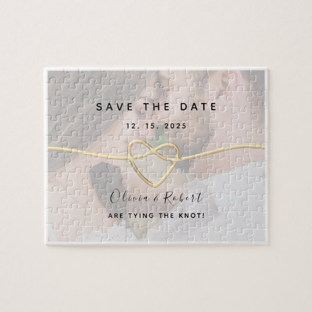 Simple Photo Wedding Save The Date Invitation Jigsaw Puzzle (Horizontal)