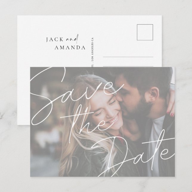 Simple Photo wedding save the date postcard (Front/Back)