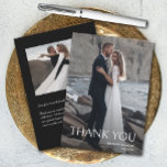 Simple Photo Wedding Thank You Card<br><div class="desc">Your photo,  names and details on the front in chic lettering with your thank you message on the back with a smaller photo. Choose High-Definition printing option for better photo quality. MORE designs available in our collection.</div>