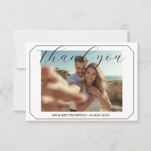 Simple Photo Wedding Thank you Card Modern Couple