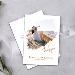 Simple Photo Wedding Thank You Custom  Card