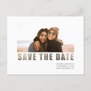 Simple Photo White wedding save the date Announcement Postcard