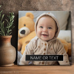 Simple Photo with Black Colour Block for Text Tile<br><div class="desc">You can use a square photo for this design. Add a name,  reunion,  year -- really any text that fits into the black box and white text. If you need to adjust the pictures,  click on the customize tool to make changes.</div>