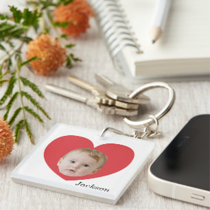 Simple Photo With Heart Keychain