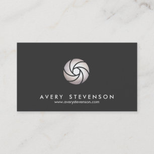 Simple Photographer Shutter Lens Logo Black Business Card