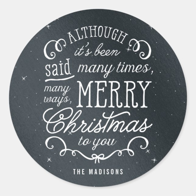 Simple Phrase Editable Colour Holiday Sticker (Front)