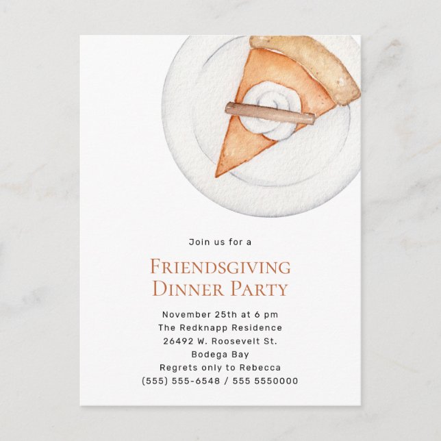 Simple Pie  Friendsgiving Dinner Party Invitation (Front)