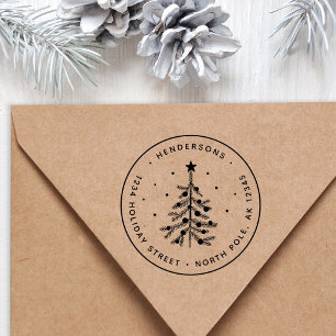 Simple Pine Christmas Tree Return Address Rubber Stamp
