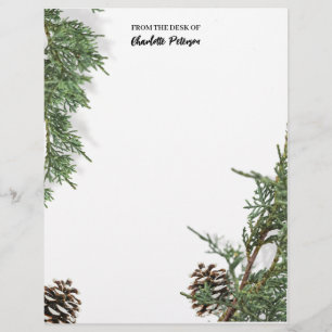 Simple Pine cone And Pine Leaves Winter Christmas Letterhead