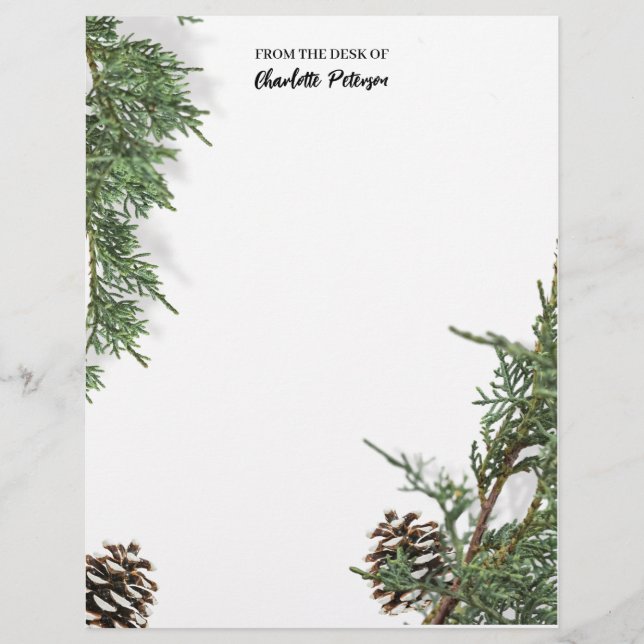Simple Pine cone And Pine Leaves Winter Christmas  Letterhead (Front)