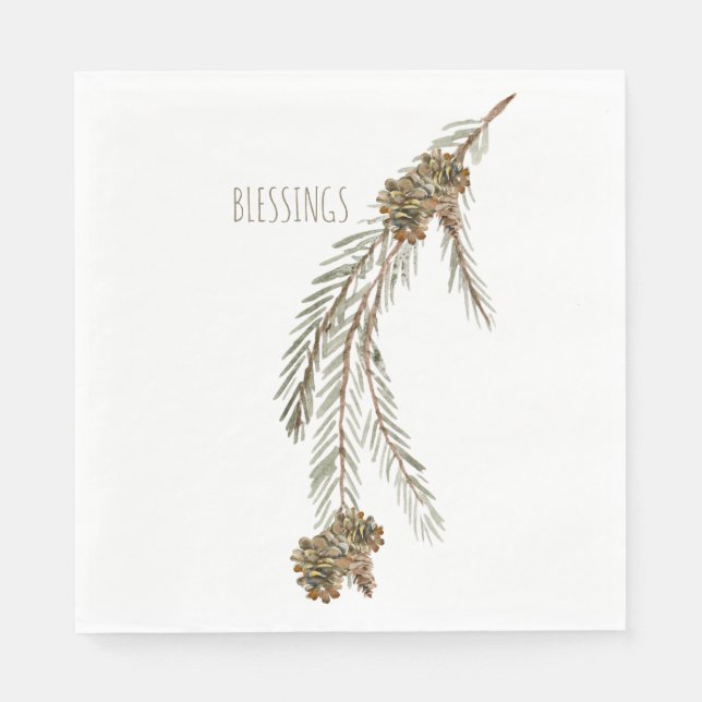 Simple Pine Cones Blessings Thanksgiving Luncheon Napkin (Front)