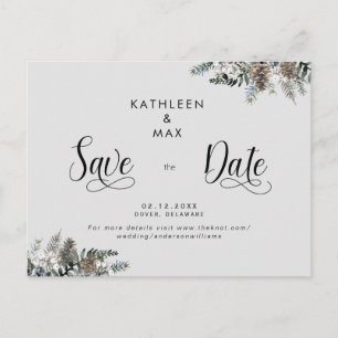 Simple Pine Cones Wedding Save the Date  Announcement Postcard