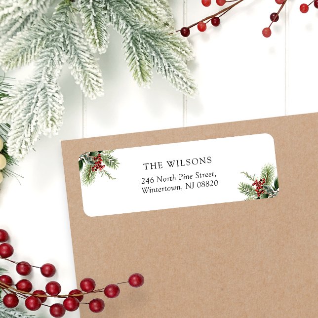 Simple Pine Leaves Christmas Return Address (Creator Uploaded)