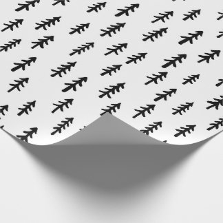 Simple Pine Tree Winter Forest in Black on White Wrapping Paper