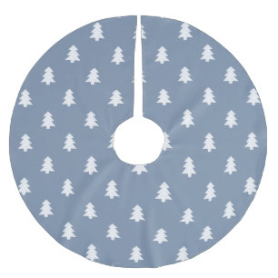 Simple Pine Trees Boho Farmhouse Nordic Blue Brushed Polyester Tree Skirt