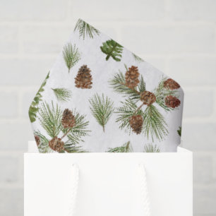 Simple Pine Trees Winter Greenery Pattern Tissue Paper