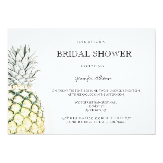 Simple pineapple bridal shower invitations