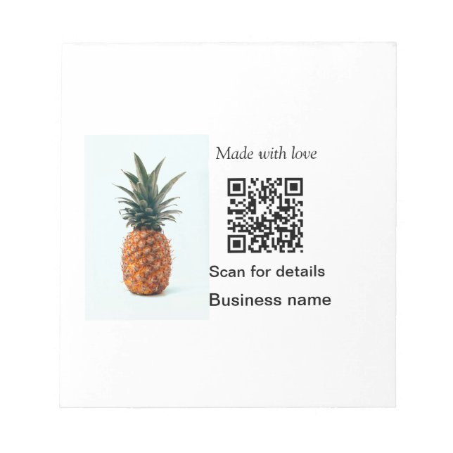 Simple pineapple fruit food q r code business deta notepad (Front)