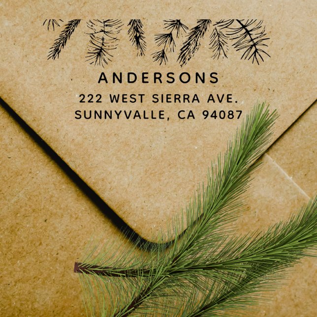 Simple Pines Stylish Family Return Address Rubber Stamp (Creator Uploaded)