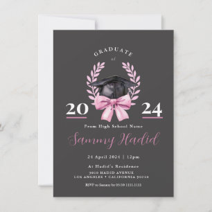 Simple Pink Aesthetic Graduation Party Invitation 