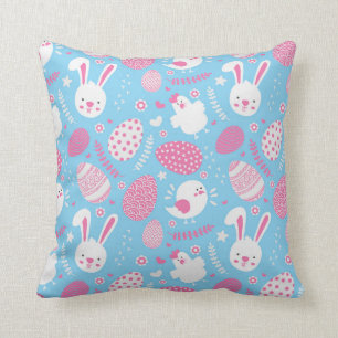 Simple Pink and Blue Easter Pattern   Throw Pillow