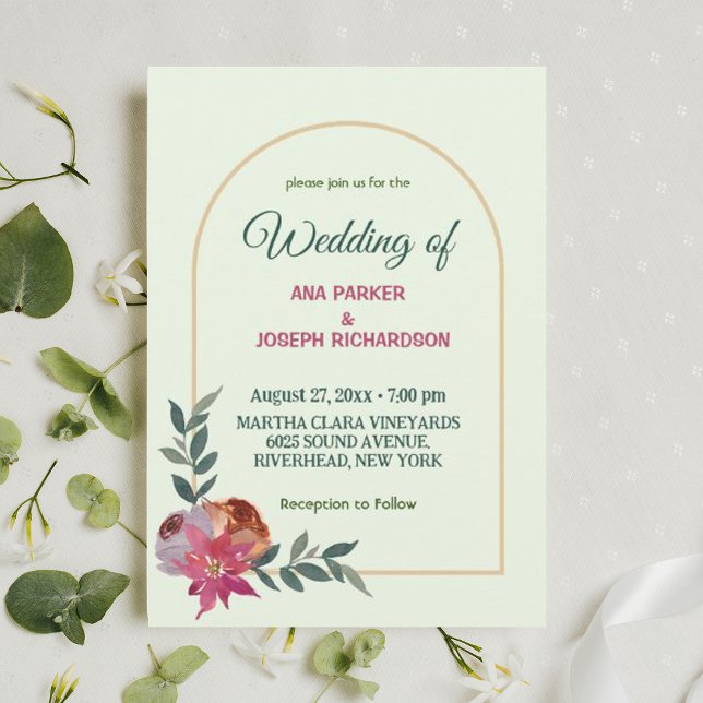 Simple pink and orange Floral Wedding Invitation (Creator Uploaded)