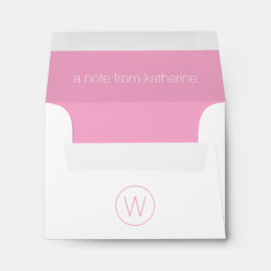Simple Pink and White Monogram Envelope