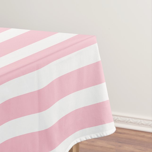 Simple Pink And White Stripes Pattern  Tablecloth (In Situ)