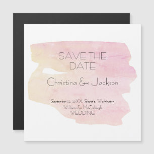 Simple Pink and Yellow Watercolor Swash Wedding Magnetic Invitation