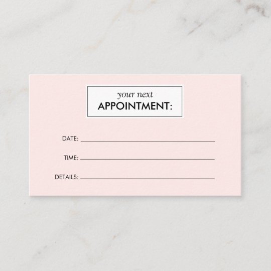 Simple Pink Appointment Card | Zazzle.ca